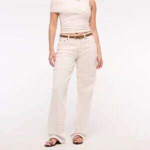 NWT Abercrombie Curve Love Low Rise Baggy Jean Cream size 28L